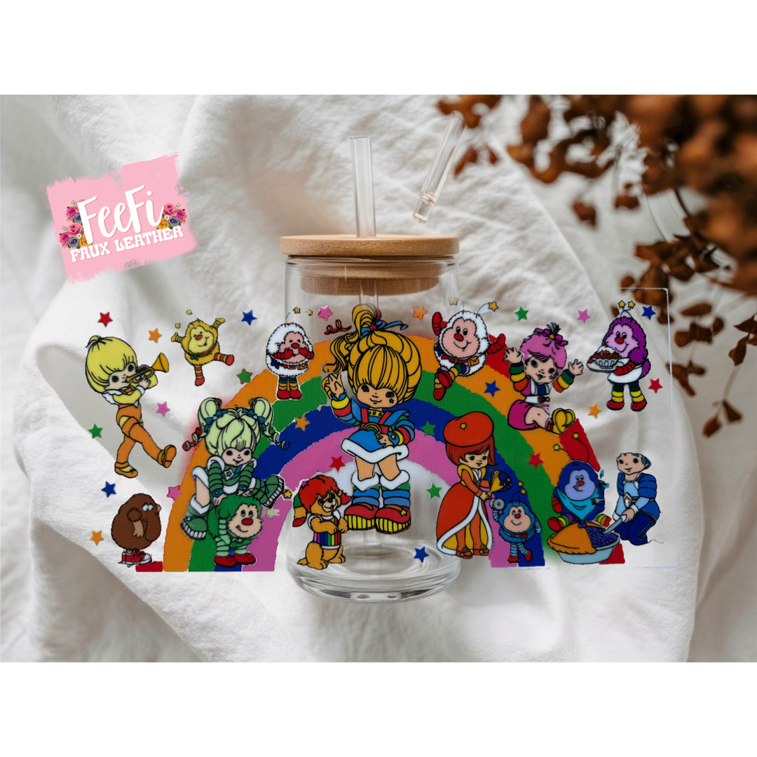 Rainbow Brite UV DTF Cup Wrap – Retro Cartoon Tumbler Wrap for DIY Drinkware FeeFiFauxLeather