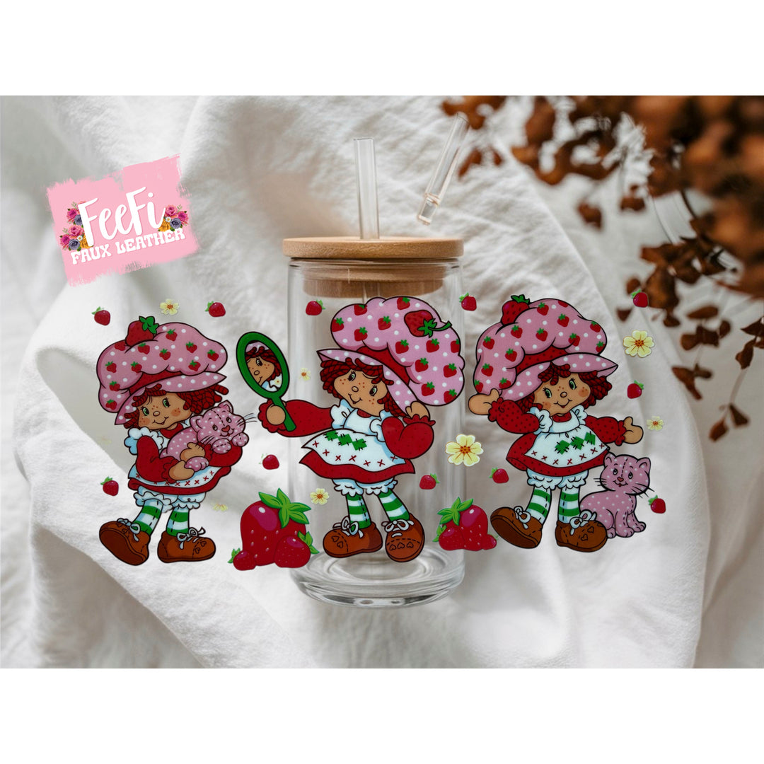 Strawberry Short Cake UV DTF Cup Wrap – Easy Cup Wrap for Tumblers & Projects FeeFiFauxLeather