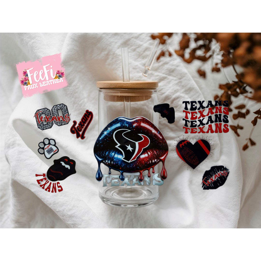 Texans Football UV DTF Cup Wrap – Easy Cup Wrap for Tumblers & Projects FeeFiFauxLeather