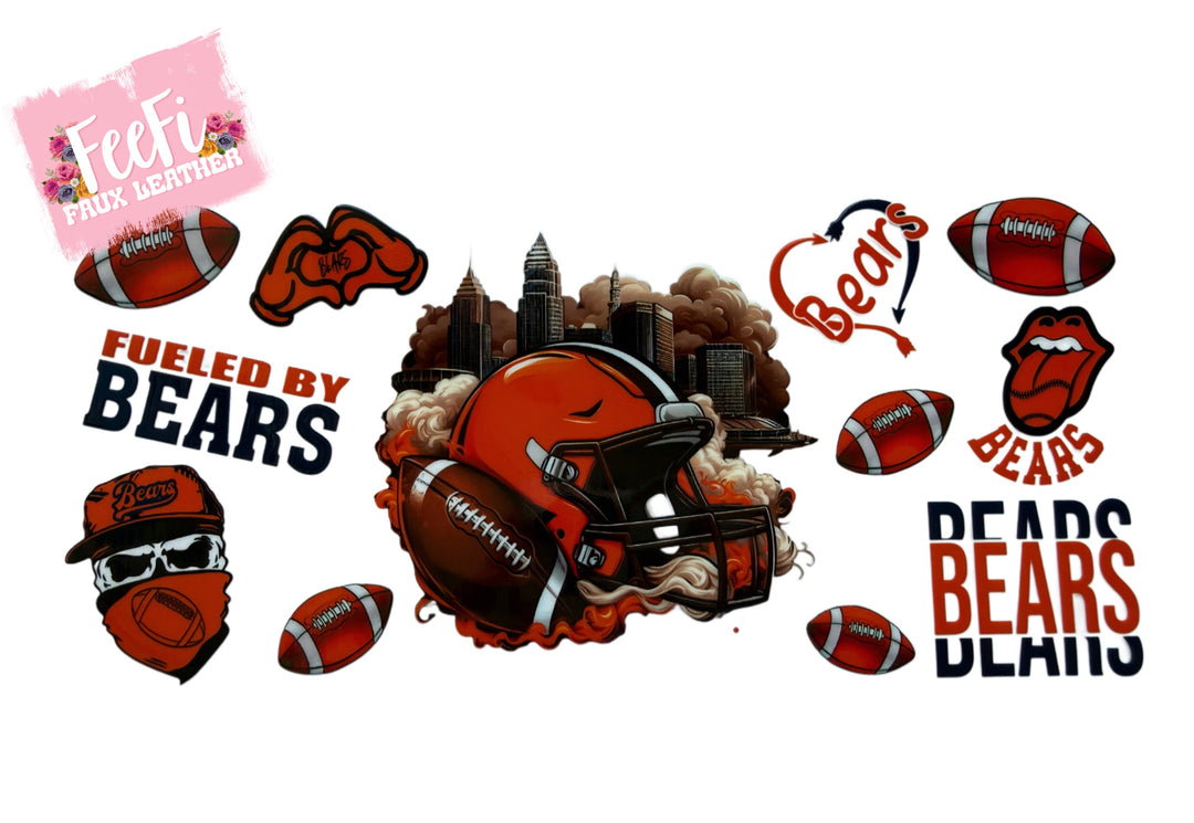Bears Football UV DTF Cup Wrap – Easy Cup Wrap for Tumblers & Projects FeeFiFauxLeather