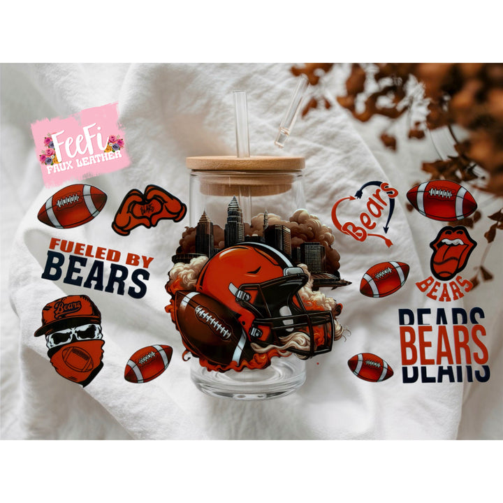 Bears Football UV DTF Cup Wrap – Easy Cup Wrap for Tumblers & Projects FeeFiFauxLeather