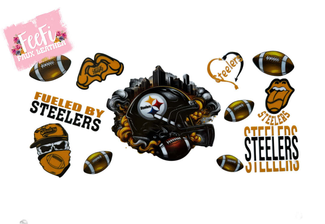 Stealers Football UV DTF Cup Wrap – Easy Cup Wrap for Tumblers & Projects FeeFiFauxLeather