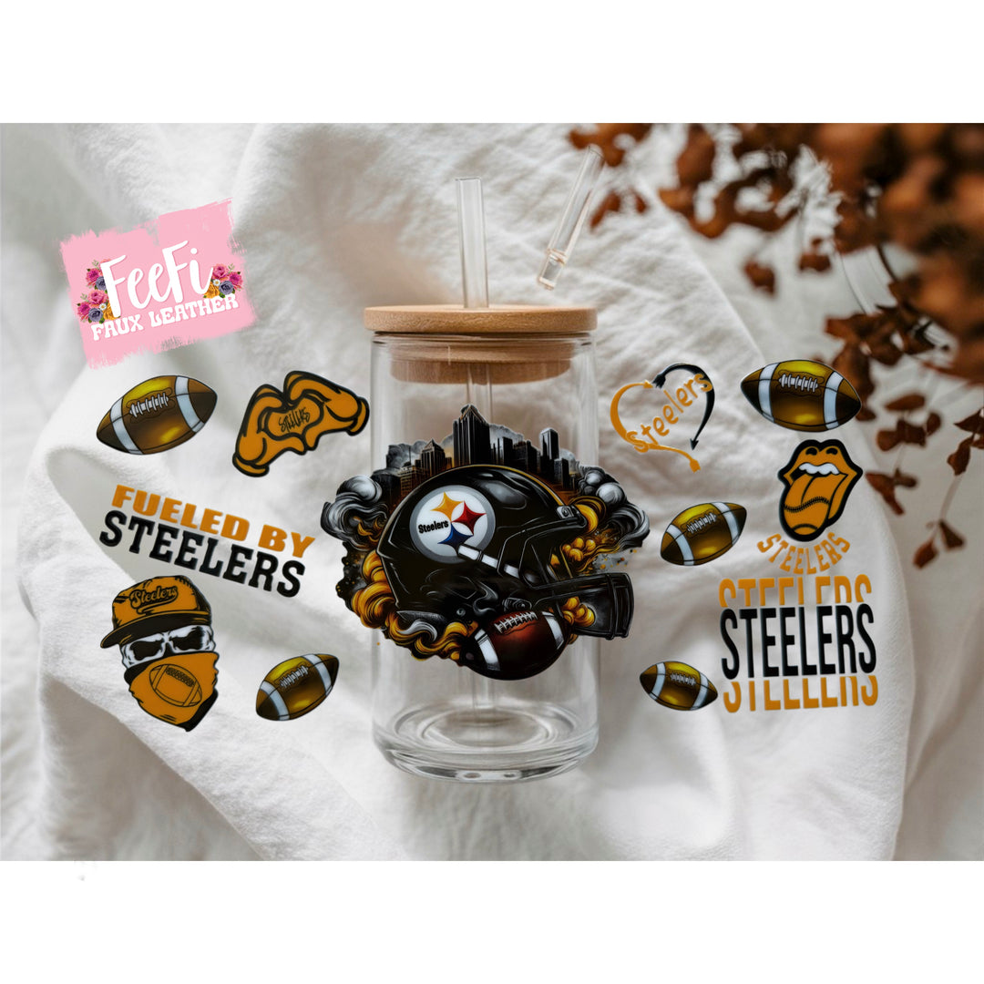 Stealers Football UV DTF Cup Wrap – Easy Cup Wrap for Tumblers & Projects FeeFiFauxLeather