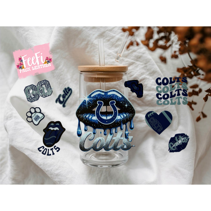 Colts Football UV DTF Cup Wrap – Easy Cup Wrap for Tumblers & Projects FeeFiFauxLeather