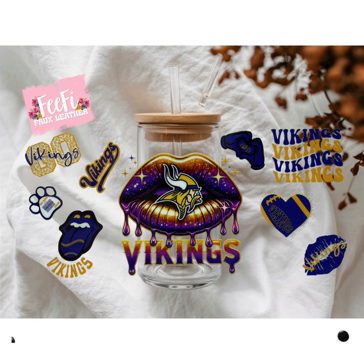Vikings Football UV DTF Cup Wrap – Easy Cup Wrap for Tumblers & Projects FeeFiFauxLeather