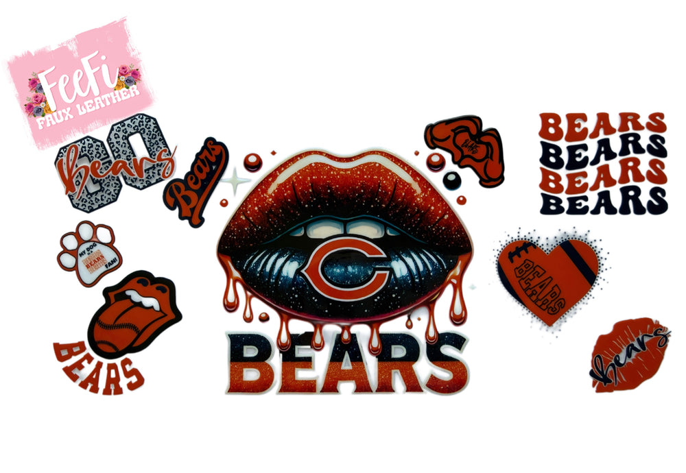 Bears Football UV DTF Cup Wrap – Easy Cup Wrap for Tumblers & Projects FeeFiFauxLeather