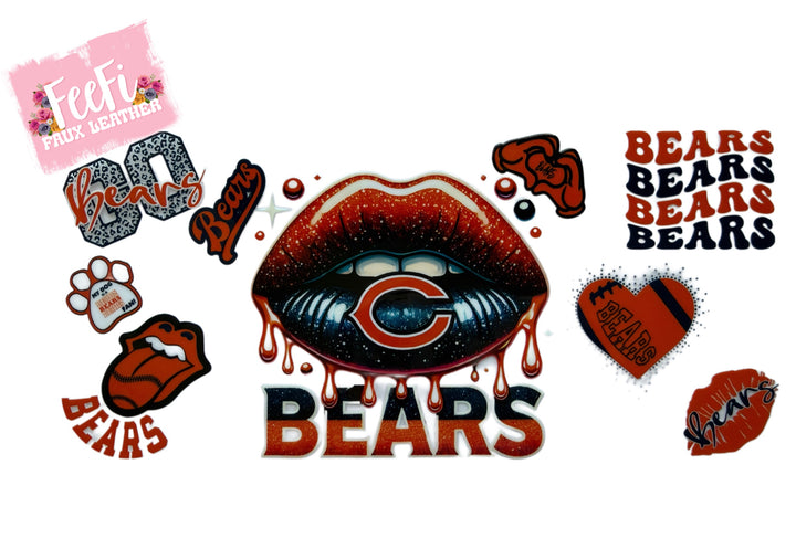 Bears Football UV DTF Cup Wrap – Easy Cup Wrap for Tumblers & Projects FeeFiFauxLeather