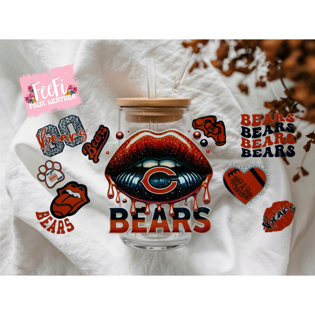 Bears Football UV DTF Cup Wrap – Easy Cup Wrap for Tumblers & Projects FeeFiFauxLeather