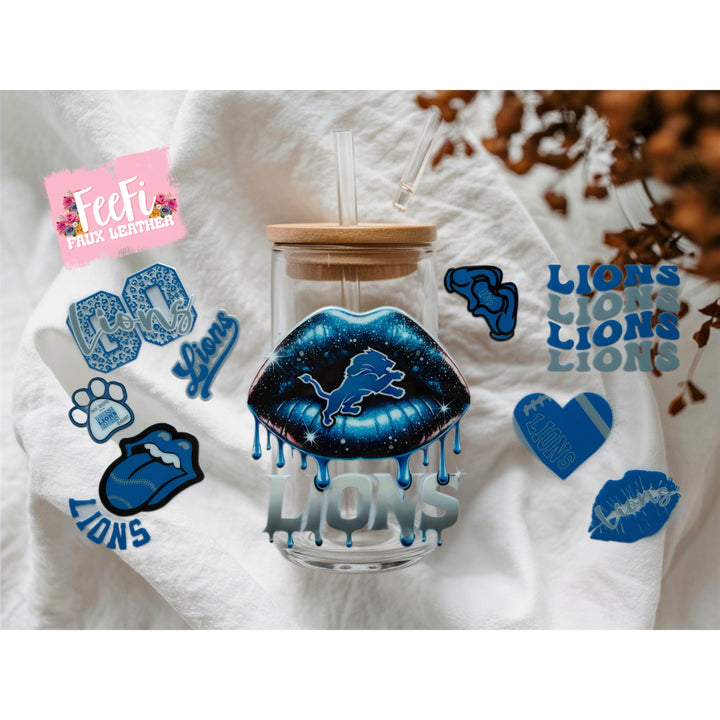 Lions Football UV DTF Cup Wrap – Easy Cup Wrap for Tumblers & Projects FeeFiFauxLeather