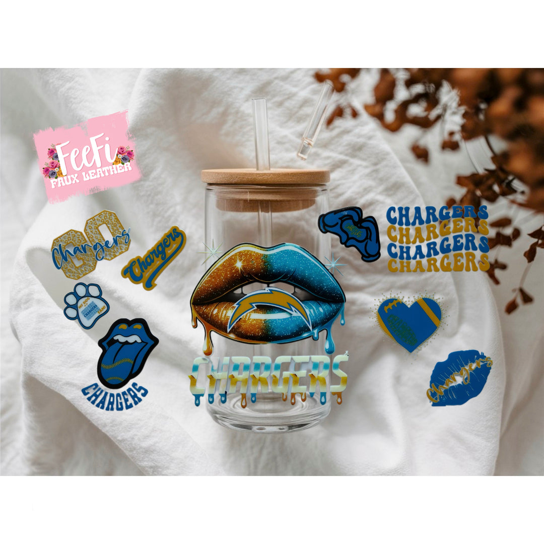 Chargers Football UV DTF Cup Wrap – Easy Cup Wrap for Tumblers & Projects FeeFiFauxLeather