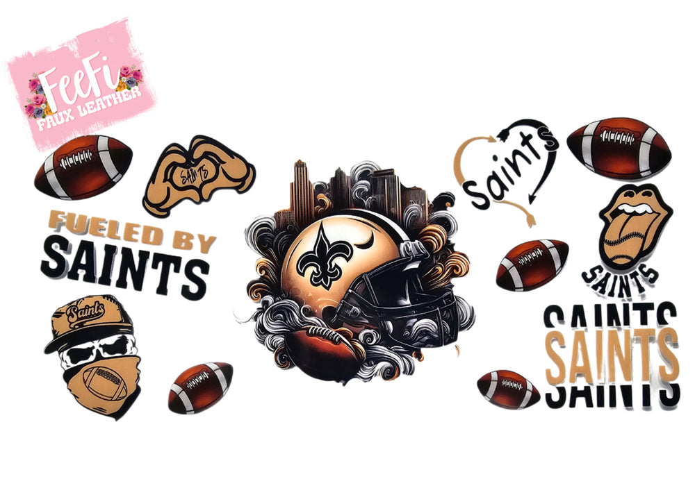 Saints Football UV DTF Cup Wrap – Easy Cup Wrap for Tumblers & Projects FeeFiFauxLeather