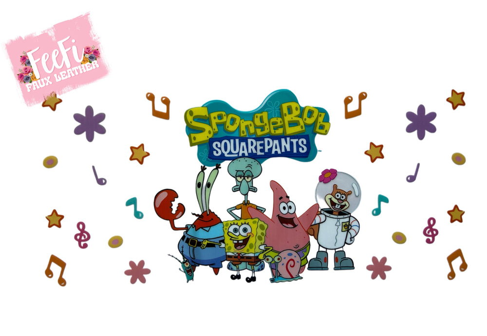 SpongeBob UV DTF Cup Wrap – Easy Cup Wrap for Tumblers & Projects FeeFiFauxLeather