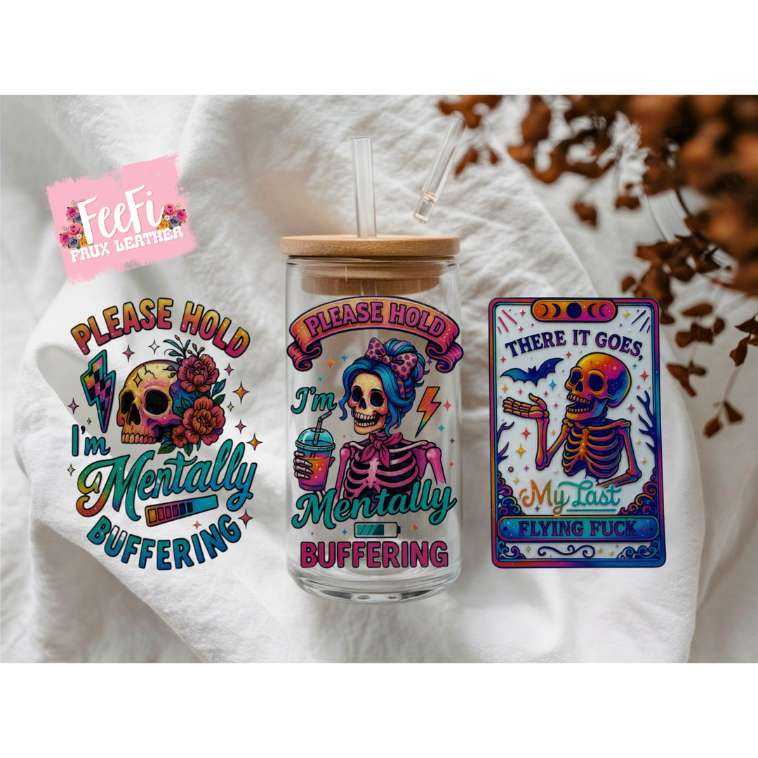 Skulls UV DTF Cup Wrap – Easy Cup Wrap for Tumblers & Projects FeeFiFauxLeather