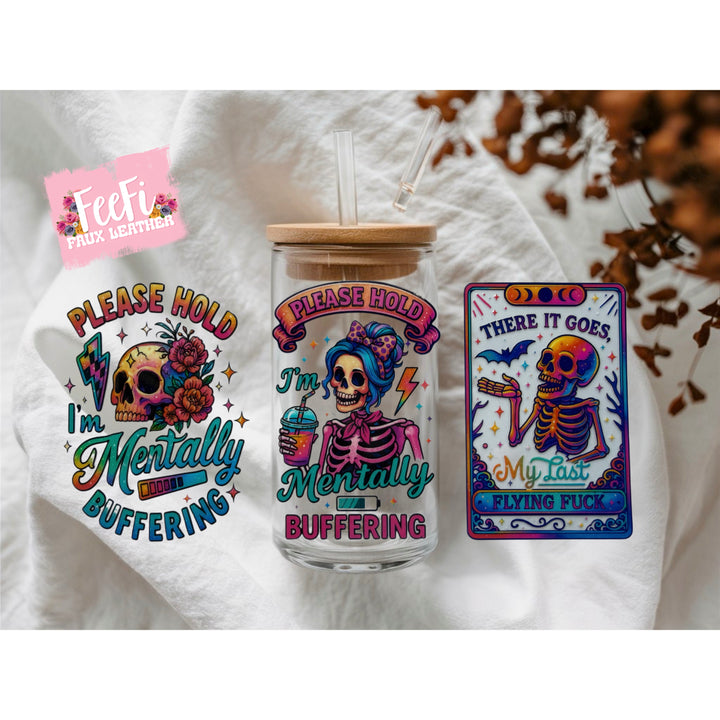 Skulls UV DTF Cup Wrap – Easy Cup Wrap for Tumblers & Projects FeeFiFauxLeather