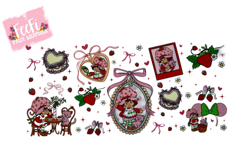 Strawberry Short Cake UV DTF Cup Wrap – Easy Cup Wrap for Tumblers & Projects FeeFiFauxLeather