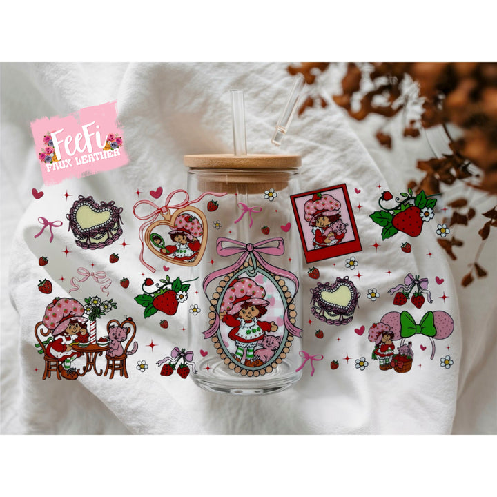 Strawberry Short Cake UV DTF Cup Wrap – Easy Cup Wrap for Tumblers & Projects FeeFiFauxLeather