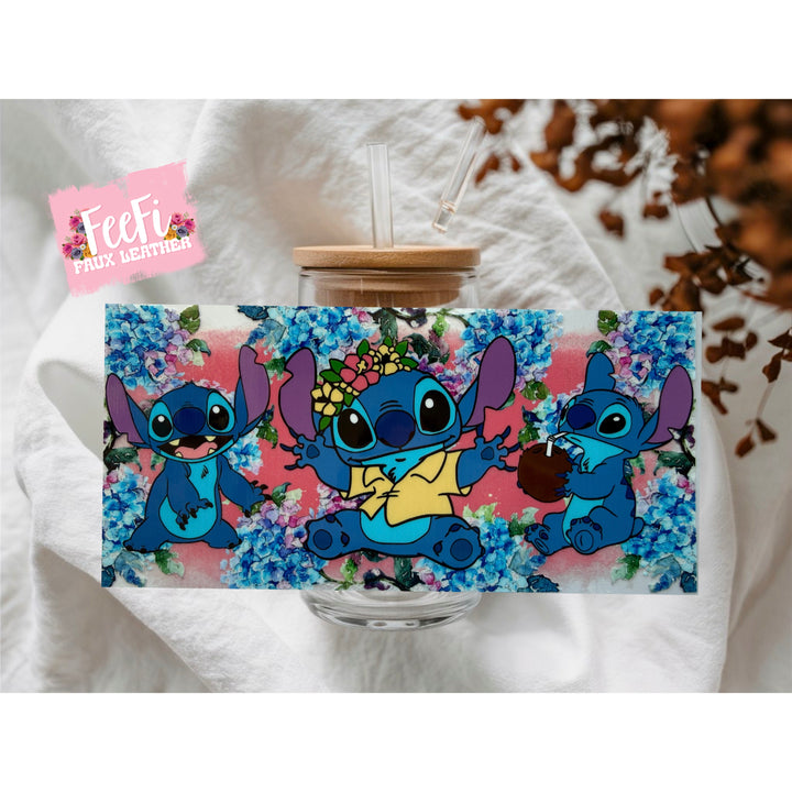 Blue Alien  UV DTF Cup Wrap – Easy Cup Wrap for Tumblers & Projects FeeFiFauxLeather