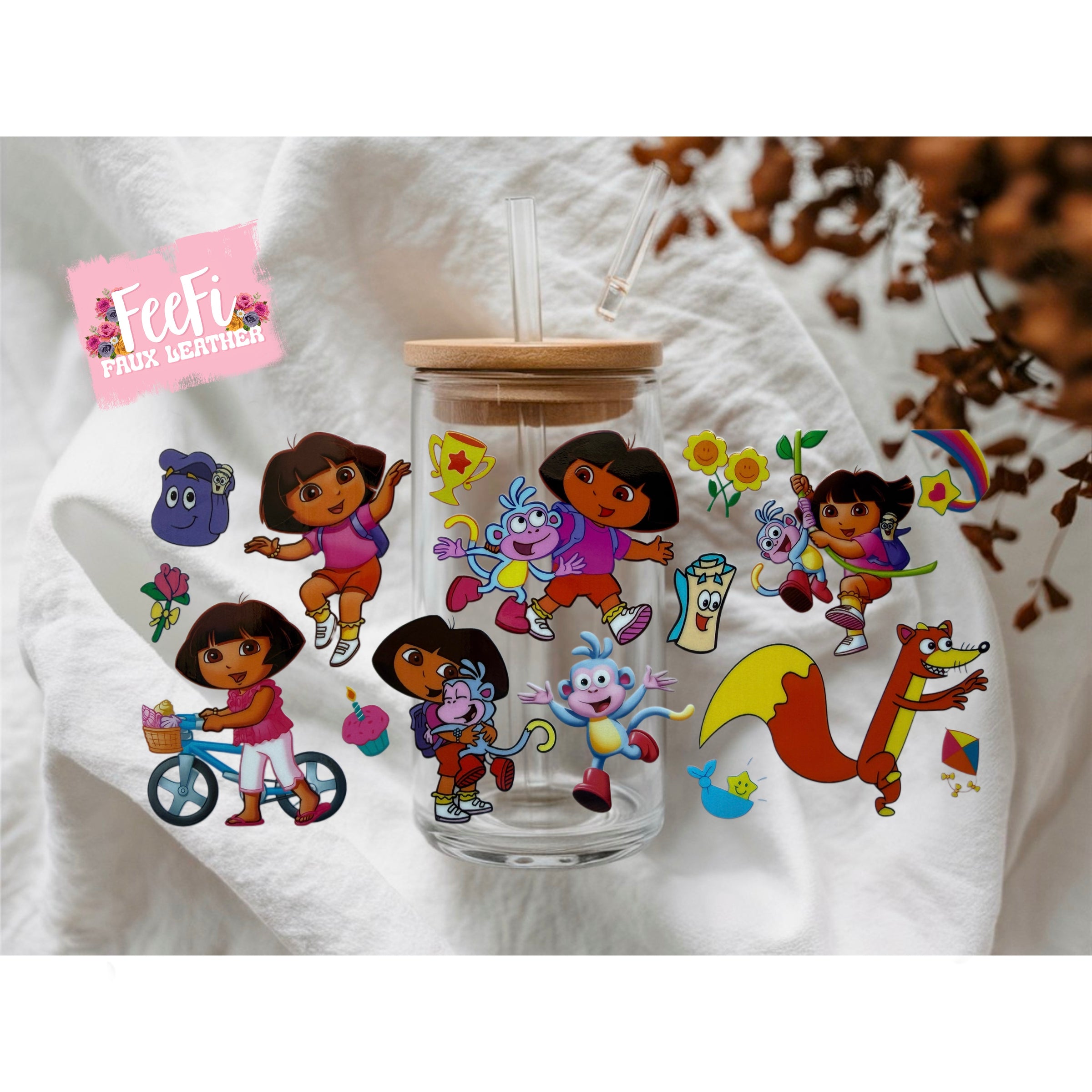 Dora UV DTF Cup Wrap – Easy Cup Wrap for Tumblers & Projects FeeFiFauxLeather