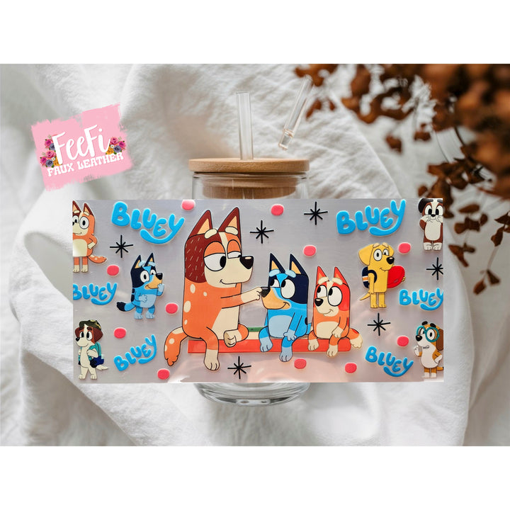 Blue Dog UV DTF Cup Wrap – Easy Cup Wrap for Tumblers & Projects FeeFiFauxLeather