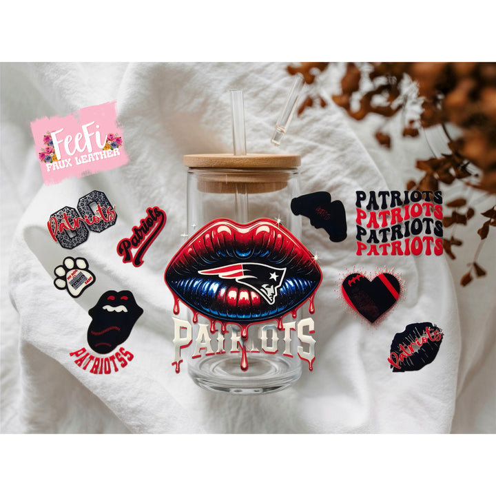 Patriots Football UV DTF Cup Wrap – Easy Cup Wrap for Tumblers & Projects FeeFiFauxLeather