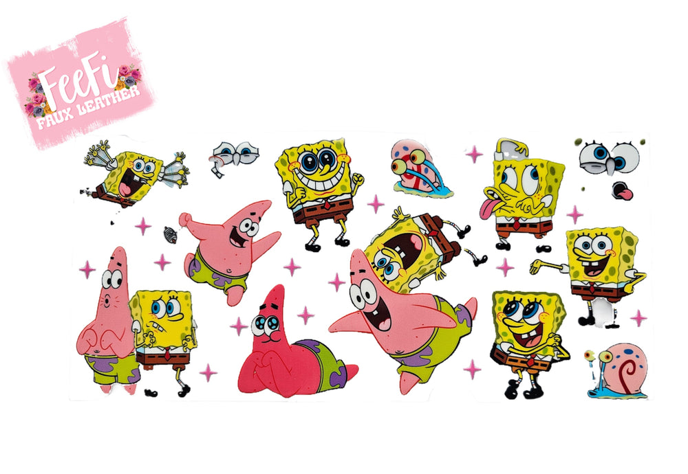 Spongebob UV DTF Cup Wrap – Easy Cup Wrap for Tumblers & Projects FeeFiFauxLeather