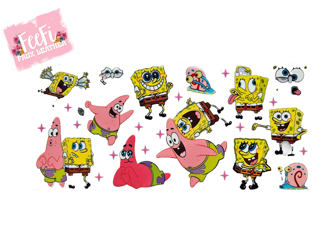 Spongebob UV DTF Cup Wrap – Easy Cup Wrap for Tumblers & Projects FeeFiFauxLeather