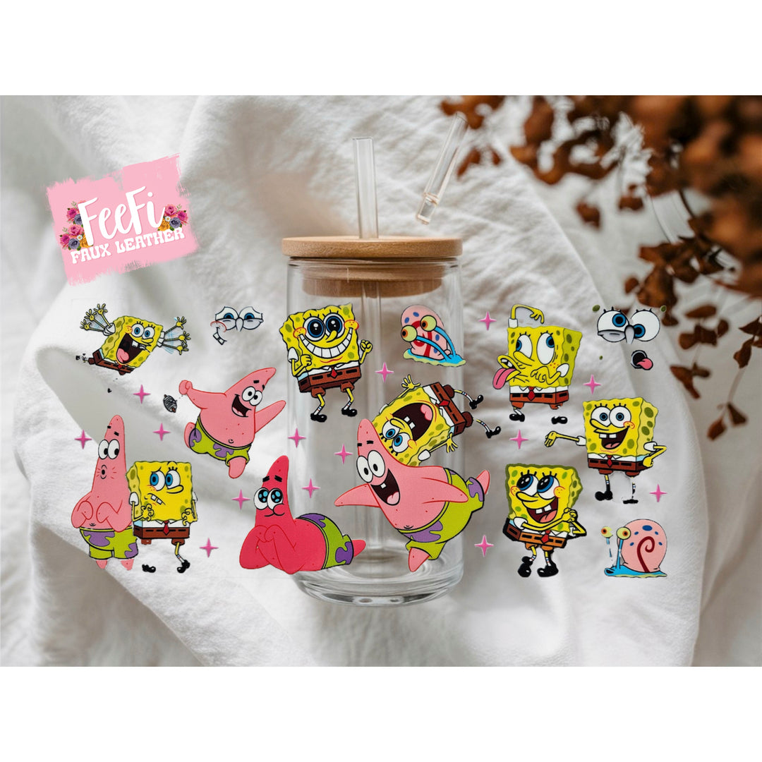 Spongebob UV DTF Cup Wrap – Easy Cup Wrap for Tumblers & Projects FeeFiFauxLeather