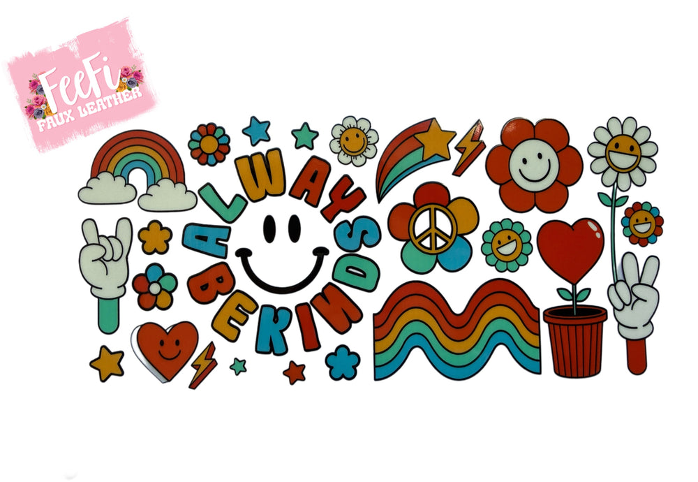 Be Kind UV DTF Cup Wrap – Easy Cup Wrap for Tumblers & Projects FeeFiFauxLeather