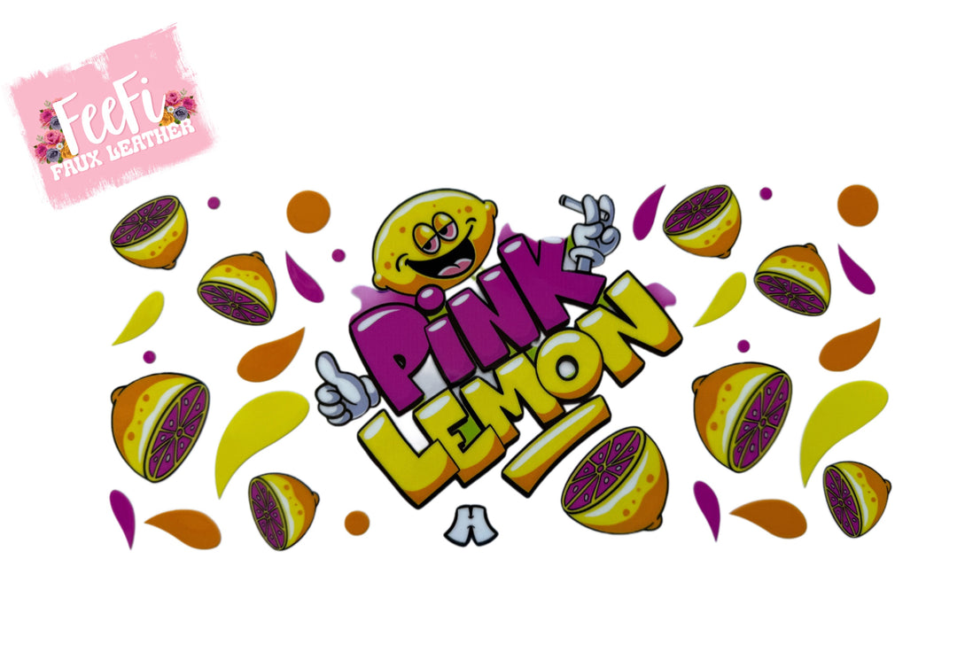 Pink Lemon UV DTF Cup Wrap – Easy Cup Wrap for Tumblers & Projects FeeFiFauxLeather