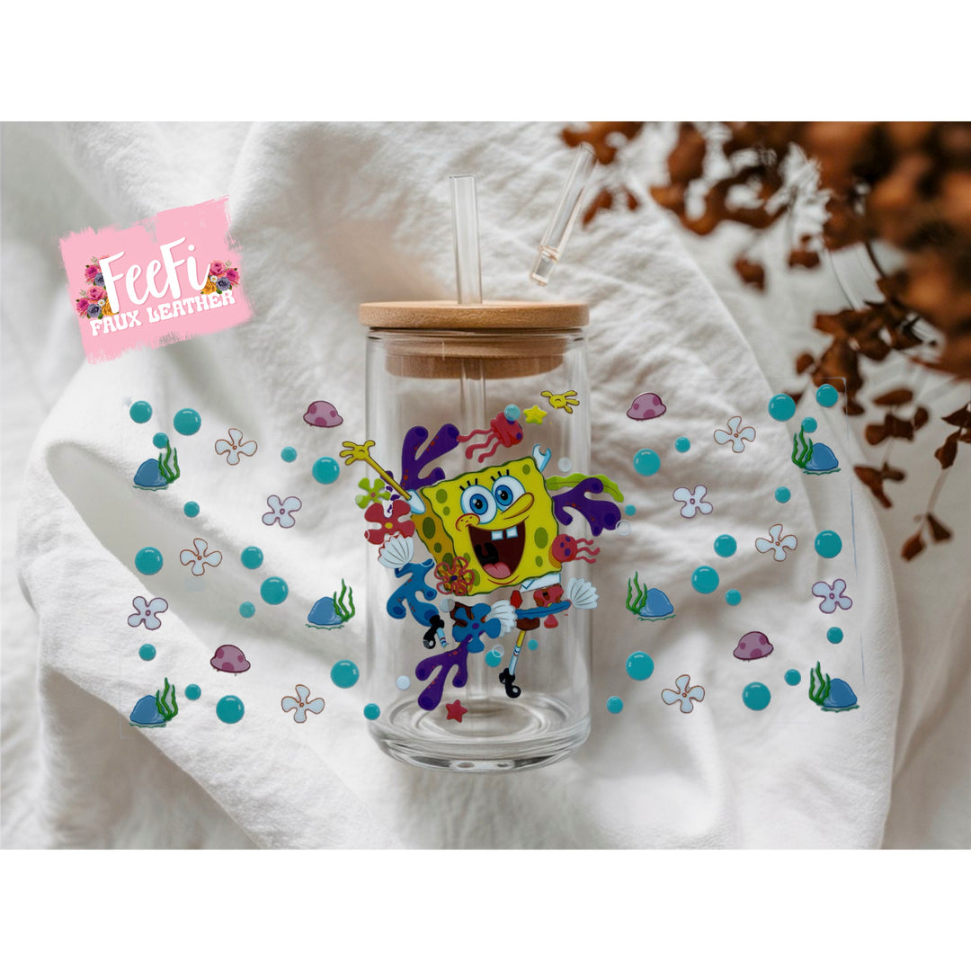 Spongebob UV DTF Cup Wrap – Easy Cup Wrap for Tumblers & Projects FeeFiFauxLeather