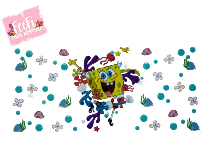 Spongebob UV DTF Cup Wrap – Easy Cup Wrap for Tumblers & Projects FeeFiFauxLeather