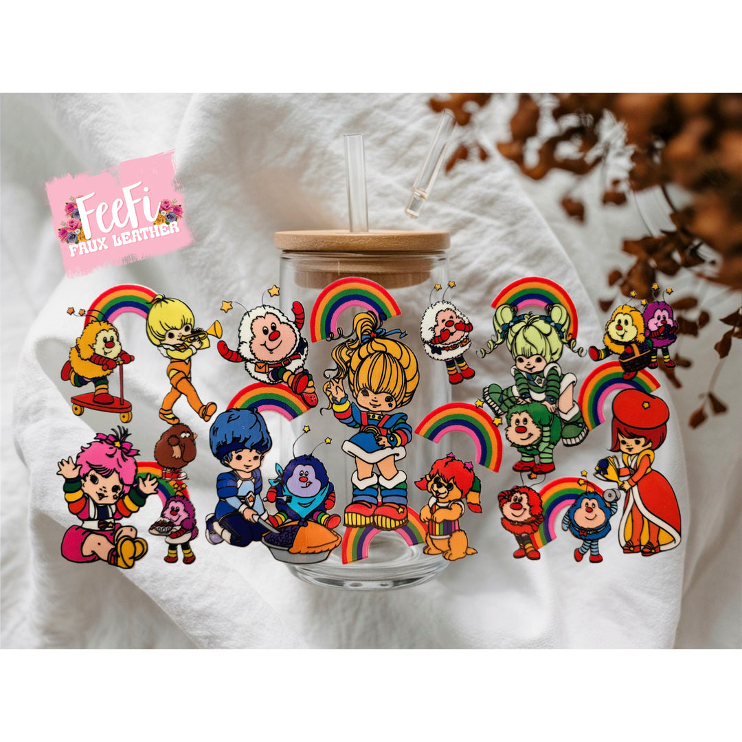 Rainbow Brite UV DTF Cup Wrap – Easy Cup Wrap for Tumblers & Projects FeeFiFauxLeather