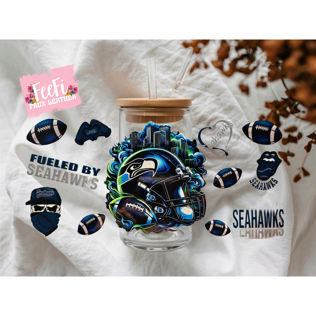Seahawks Football UV DTF Cup Wrap – Easy Cup Wrap for Tumblers & Projects FeeFiFauxLeather