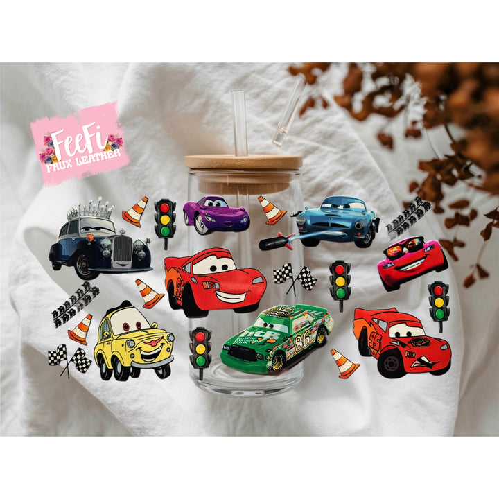 Cars UV DTF Cup Wrap – Easy Cup Wrap for Tumblers & Projects FeeFiFauxLeather