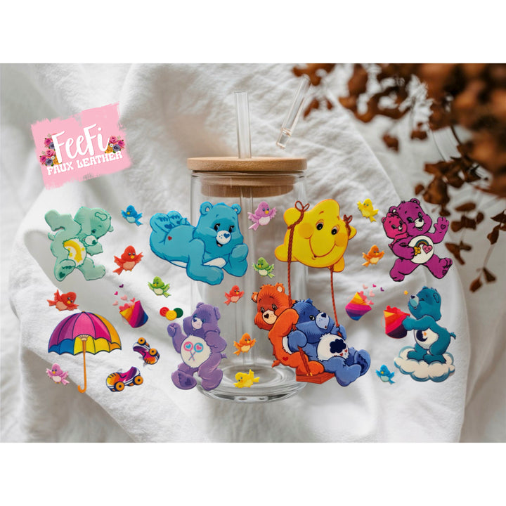 Rainbow Bears UV DTF Cup Wrap – Easy Cup Wrap for Tumblers & Projects FeeFiFauxLeather