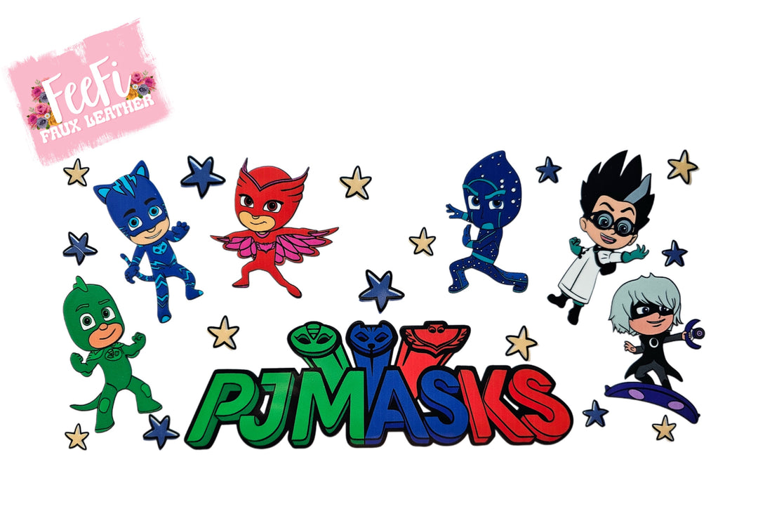 PJ Masks UV DTF Cup Wrap – Easy Cup Wrap for Tumblers & Projects FeeFiFauxLeather