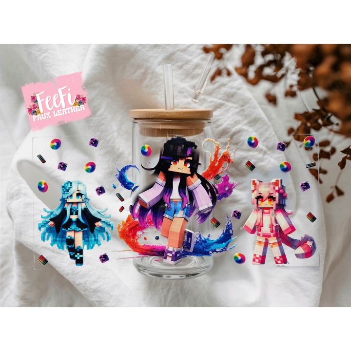 Minecraft Characters UV DTF Cup Wrap – Easy Cup Wrap for Tumblers & Projects FeeFiFauxLeather