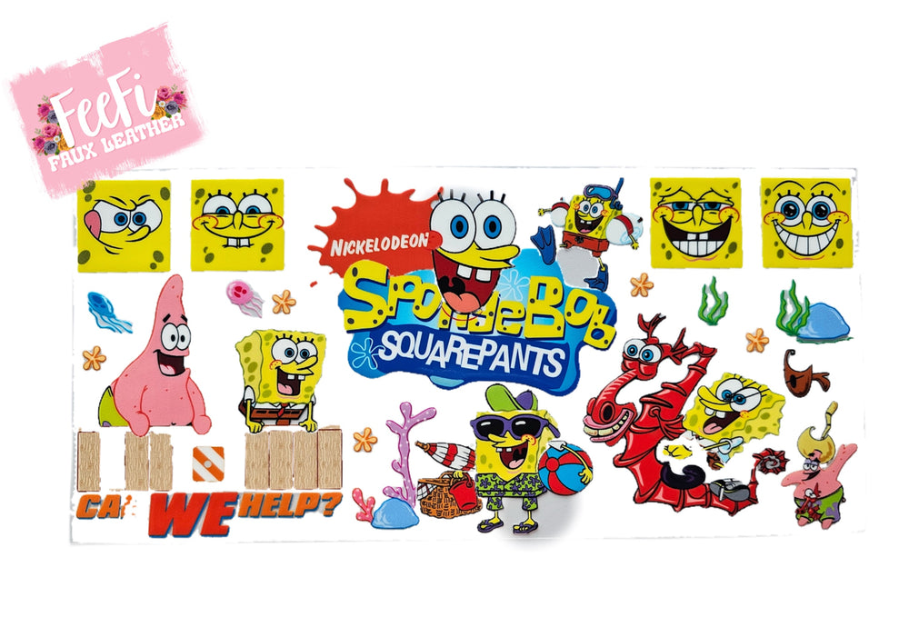 Spongebob UV DTF Cup Wrap – Easy Cup Wrap for Tumblers & Projects FeeFiFauxLeather
