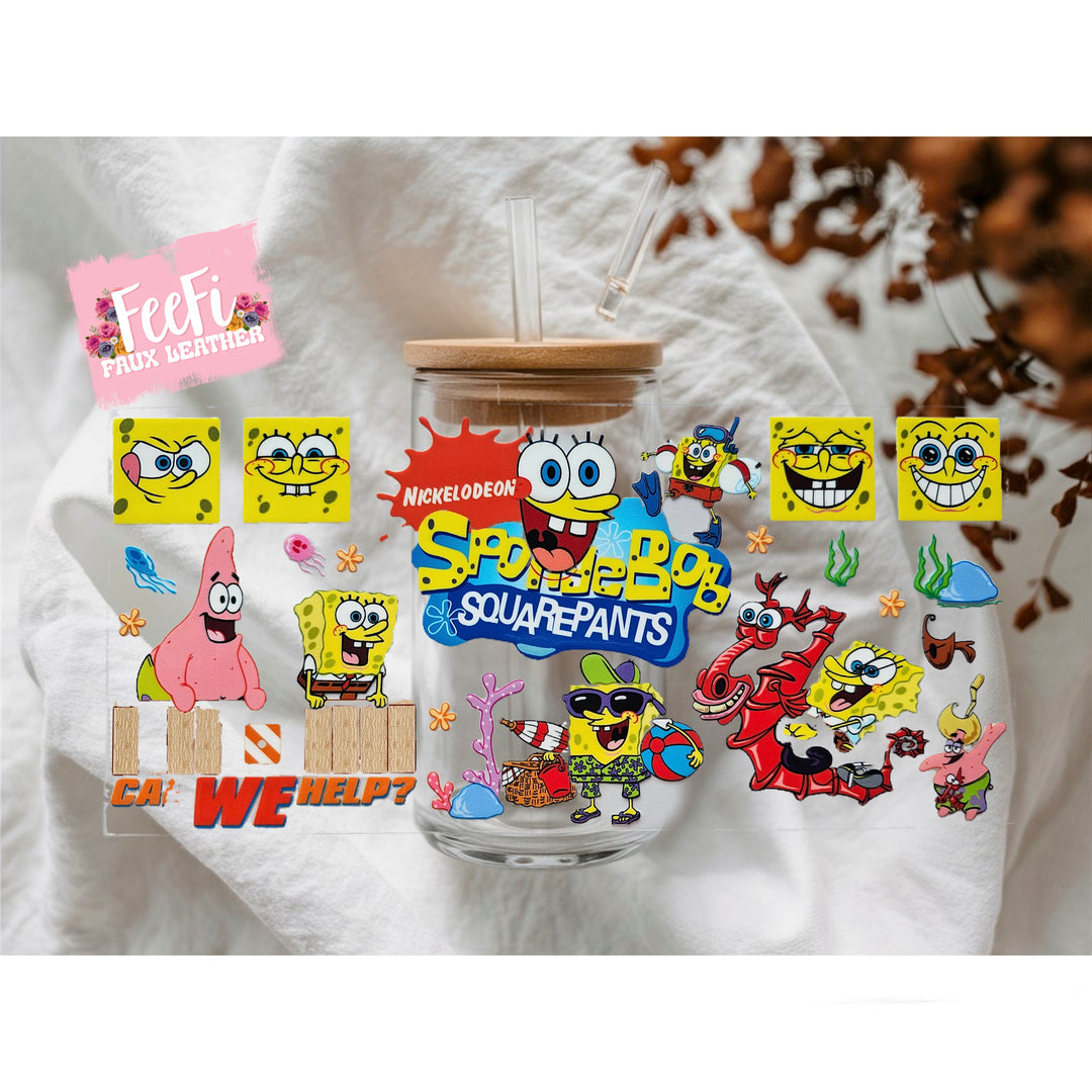 Spongebob UV DTF Cup Wrap – Easy Cup Wrap for Tumblers & Projects FeeFiFauxLeather