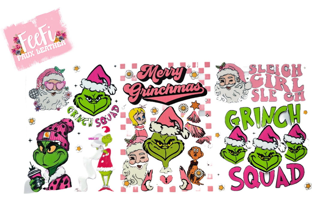 Grinch Christmas UV DTF Cup Wrap – Easy Cup Wrap for Tumblers & Projects FeeFiFauxLeather