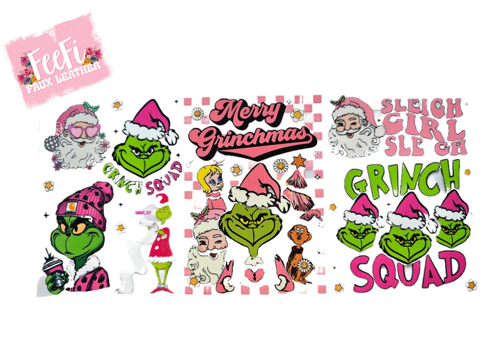 Grinch Christmas UV DTF Cup Wrap – Easy Cup Wrap for Tumblers & Projects FeeFiFauxLeather