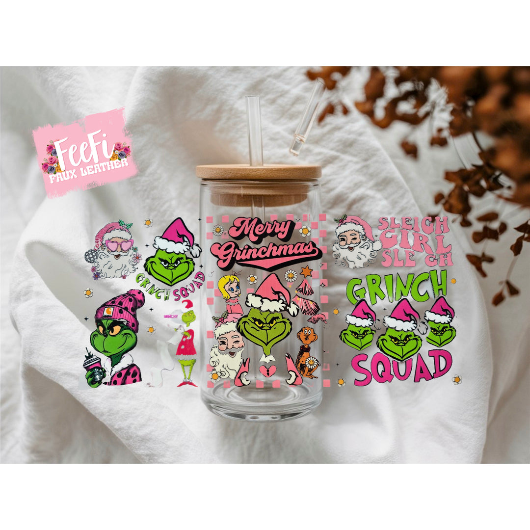 Grinch Christmas UV DTF Cup Wrap – Easy Cup Wrap for Tumblers & Projects FeeFiFauxLeather