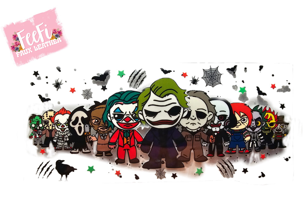 Horror Characters UV DTF Cup Wrap – Easy Cup Wrap for Tumblers & Projects FeeFiFauxLeather
