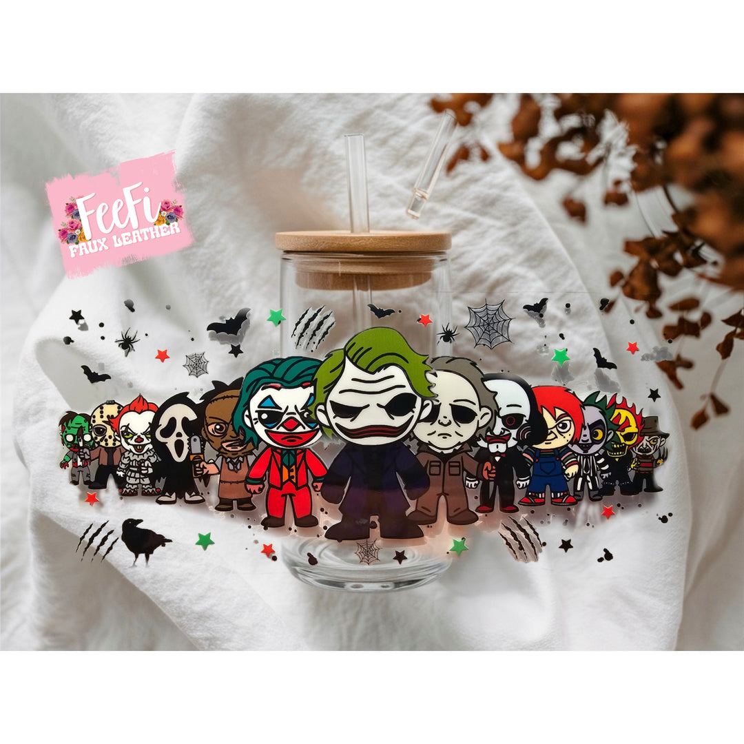 Horror Characters UV DTF Cup Wrap – Easy Cup Wrap for Tumblers & Projects FeeFiFauxLeather