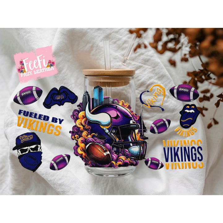 Vikings Football UV DTF Cup Wrap – Easy Cup Wrap for Tumblers & Projects FeeFiFauxLeather