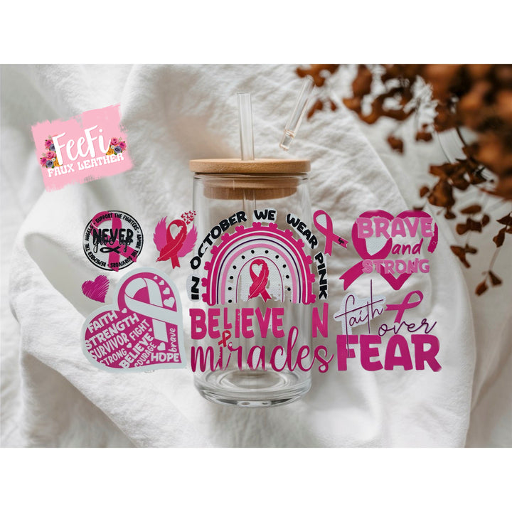 Cancer Awareness UV DTF Cup Wrap – Easy Cup Wrap for Tumblers & Projects FeeFiFauxLeather