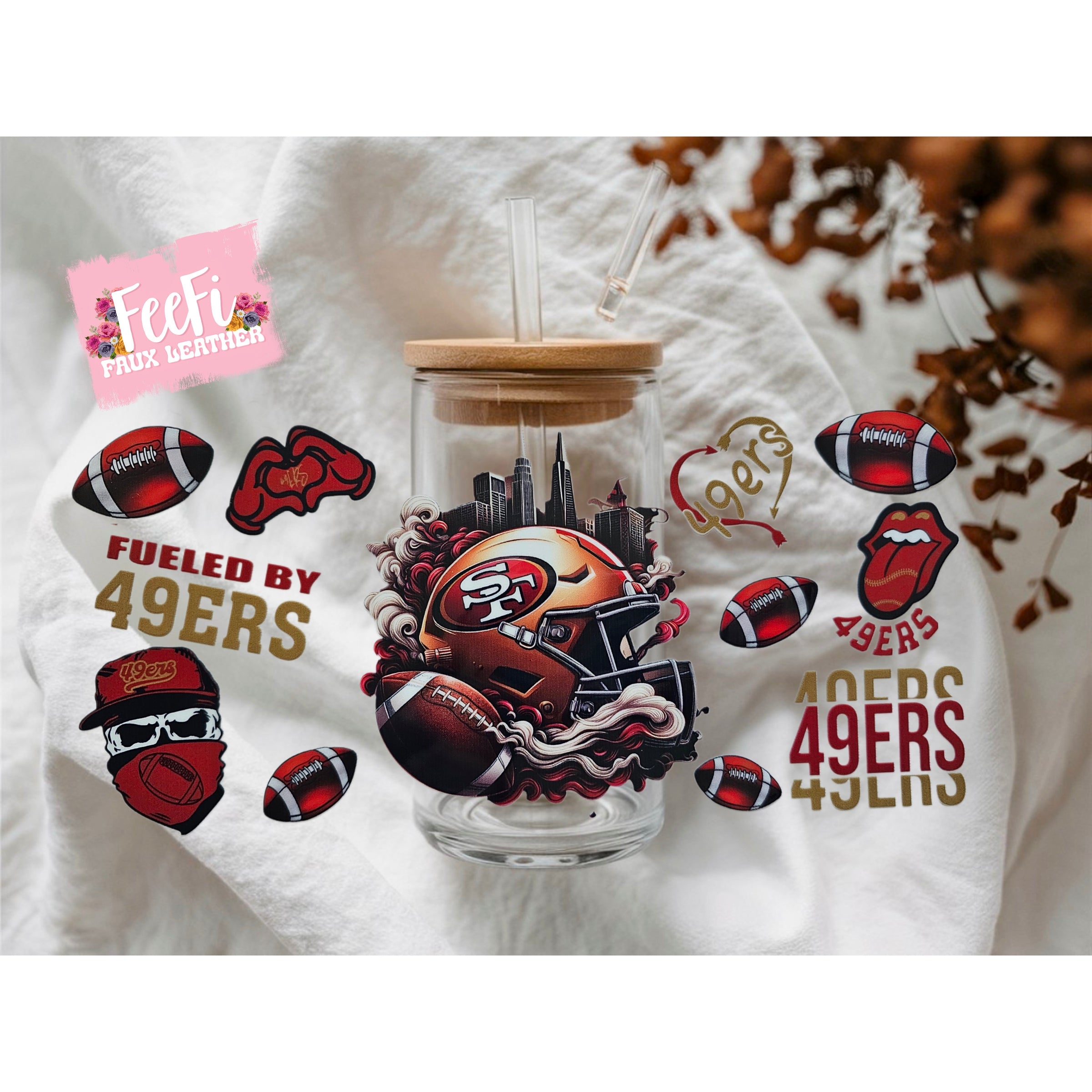 49ers Football UV DTF Cup Wrap – Easy Cup Wrap for Tumblers & Projects FeeFiFauxLeather