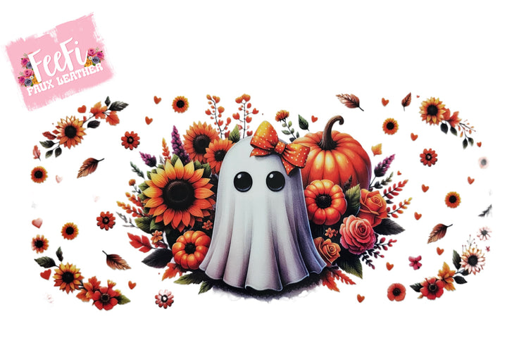Ghost Halloween UV DTF Cup Wrap – Easy Cup Wrap for Tumblers & Projects FeeFiFauxLeather