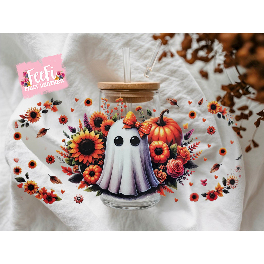 Ghost Halloween UV DTF Cup Wrap – Easy Cup Wrap for Tumblers & Projects FeeFiFauxLeather