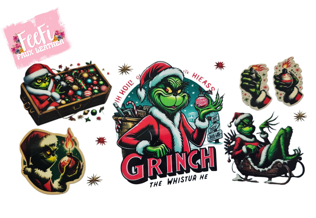 Grinch Christmas UV DTF Cup Wrap – Easy Cup Wrap for Tumblers & Projects FeeFiFauxLeather